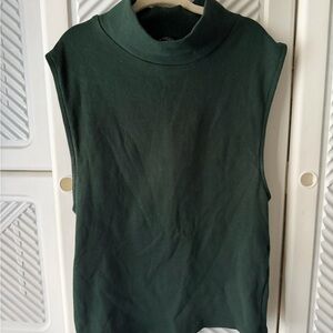 ZARA Sleeveless Mock Neck Top in Forest Green
